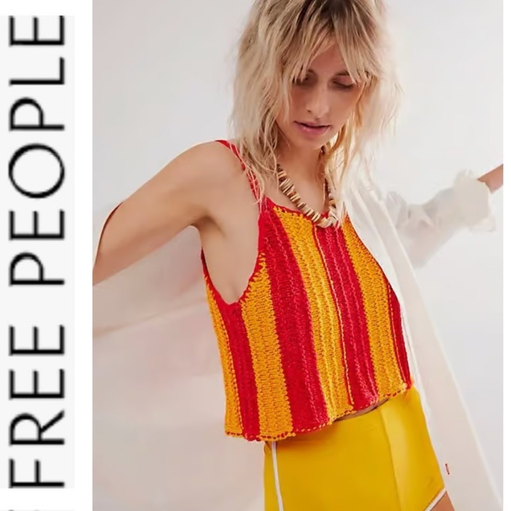 NWT Free People Abby Sweater Tank in poppy rose combo s,m